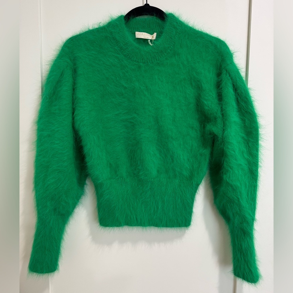 Ulla Johnson Emira Sz S Pullover Crop Angora Sweater Emerald Green - Orig. $690